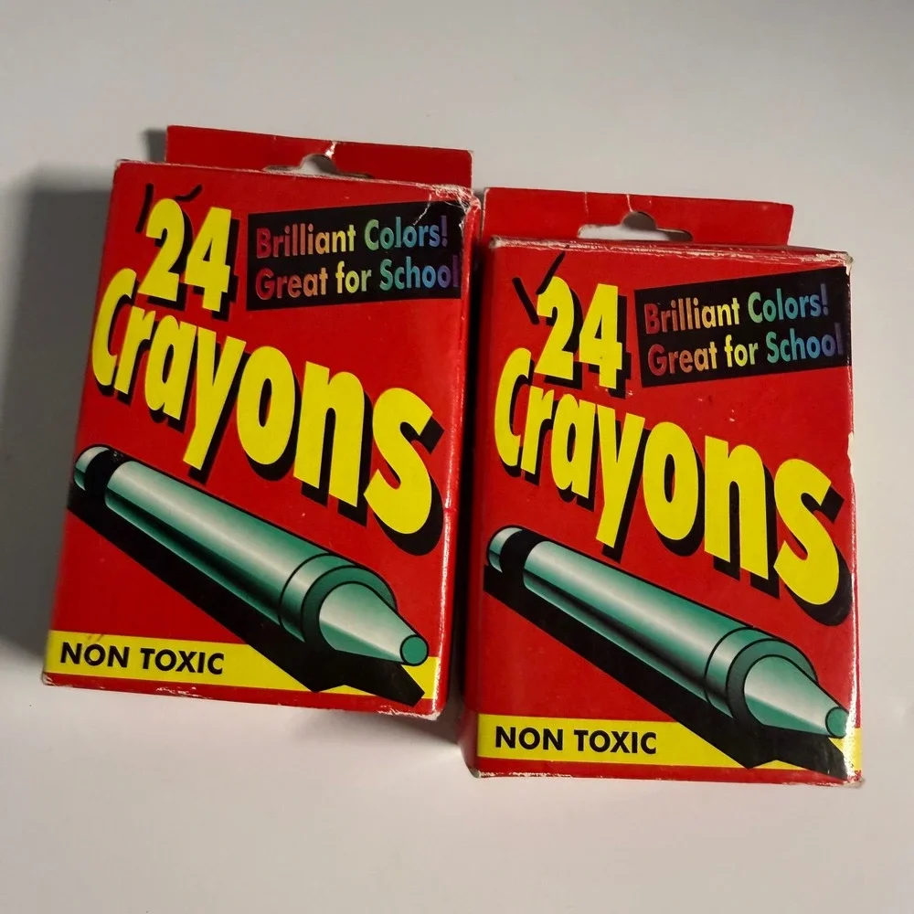 RARE Vintage Family Dollar 24 Crayons Brilliant Colors Non Toxic 2 Boxes 1302913